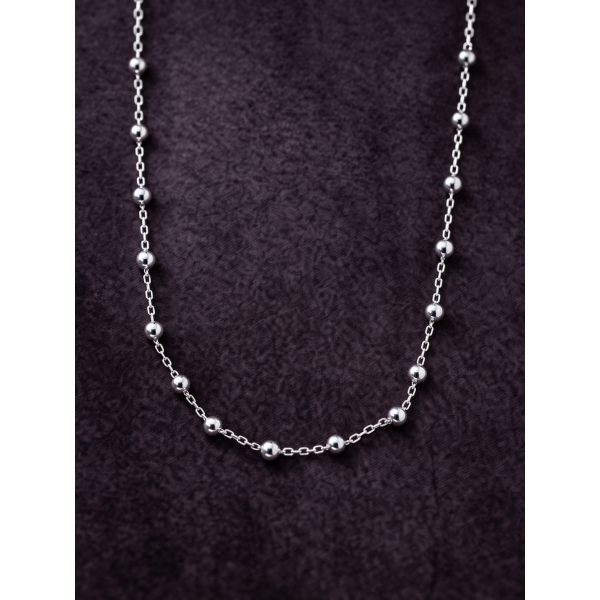 Collar bolitas enchapadas con broche timón 50cm