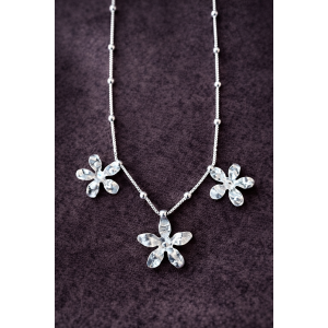 Collar enchapado en plata colgante triple flor 47cm