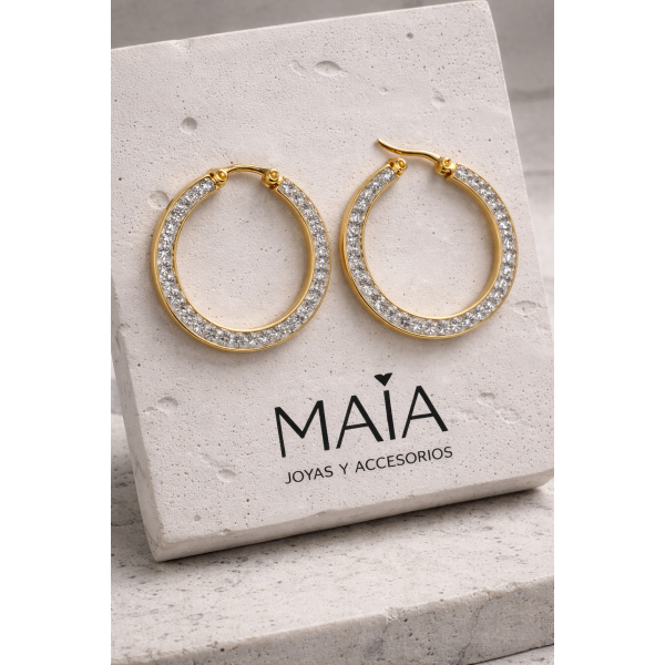 Aros argollas circonadas dorados